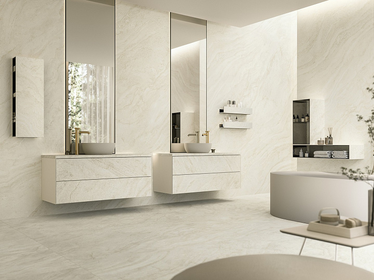 Плитка керамогранит Marvel T Halo White 60x120  Matt  ( 1,44 кв.м.) под травертин