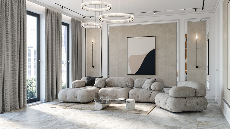 Плитка керамогранит Prime Ceramics Basalt Moon 600х600 ректификат матовый (1,44 кв.м.) под камень