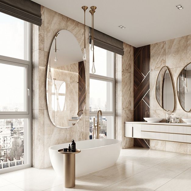 Плитка керамогранит Prime Ceramics Basalt Cream 1200х600 ректификат матовый (1,44 кв.м.) под камень