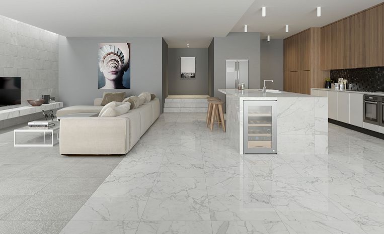Плитка керамогранит Kerranova Marble Trend Carrara K-1000 SR 300x600x10 (1,08 кв.м.) под мрамор